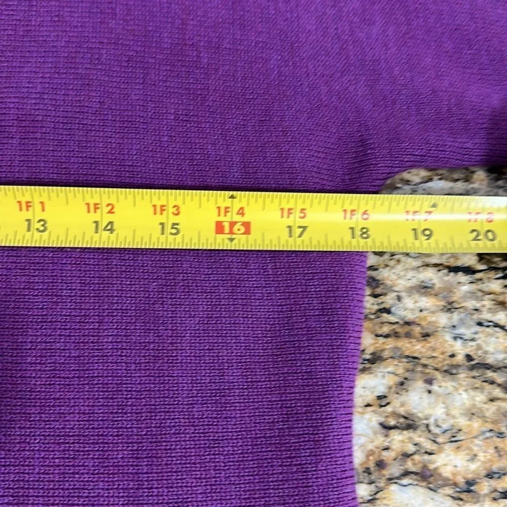 Eileen Fisher Wool Short Sleeve Round Neck Sweater In Purple Size S